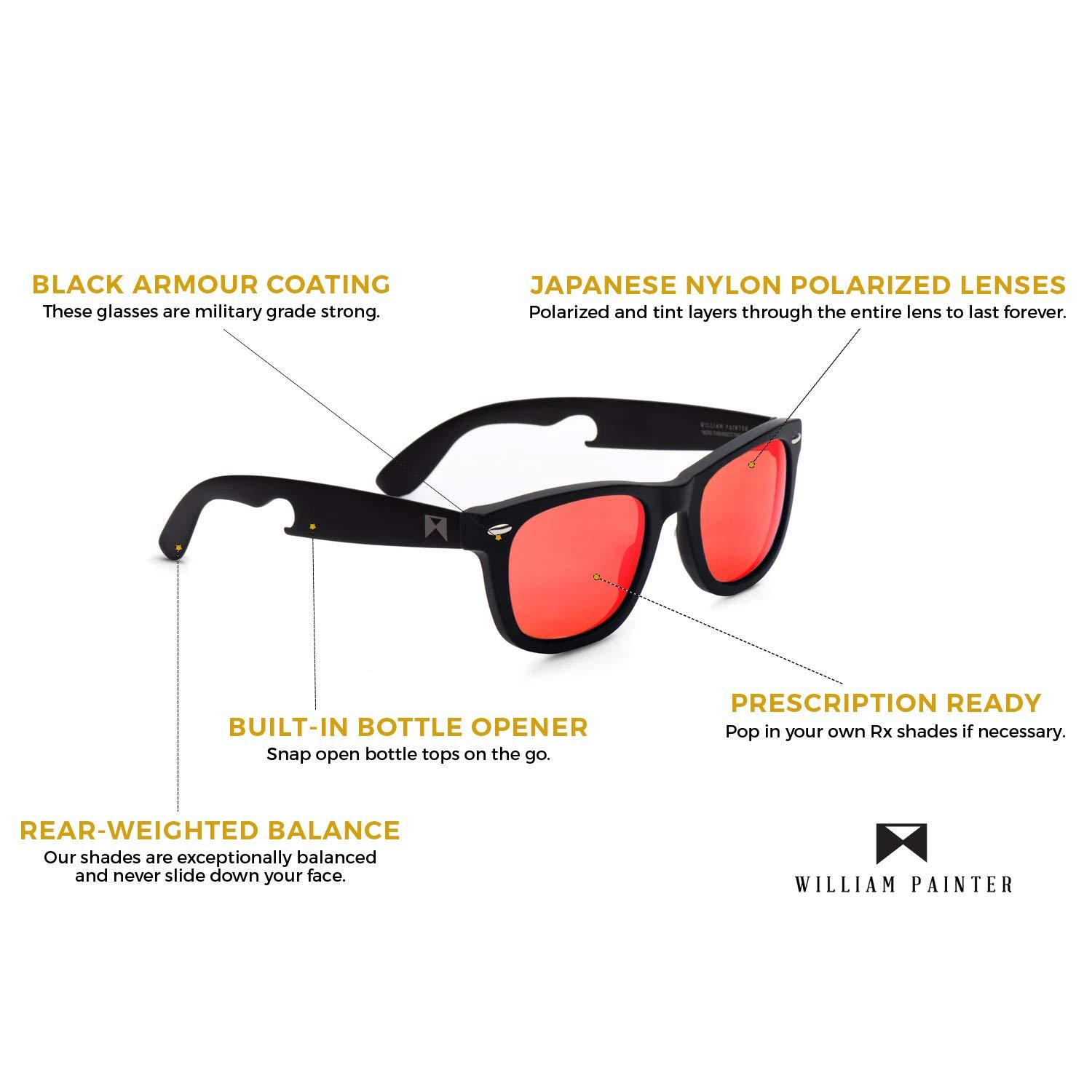 Red Polarized Mirrored Titanium Sunglasses with Bottle Opener