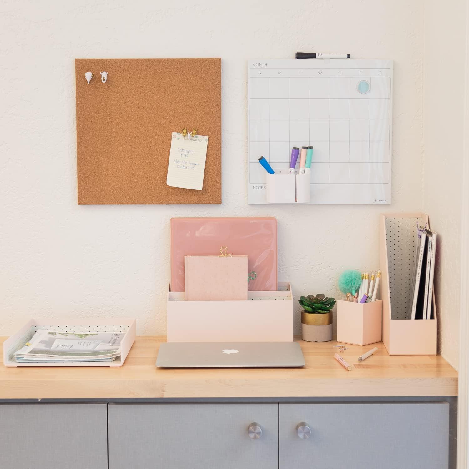 U Brands Unframed Magnetic Dry-Erase Calendar Whiteboard, 14" x 14", White