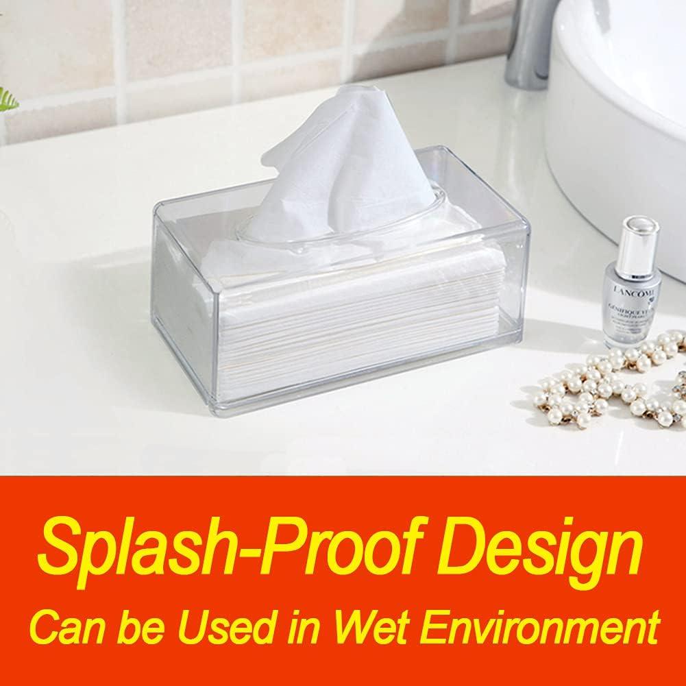 Square Clear Acrylic Tissue Box, Box Covers Rectangular, Bathroom Facial Napkin Box Holders, Table Clear Dryer Sheet Dispenser for Bathroom, Kitchen and Cars Transparent Rectangular