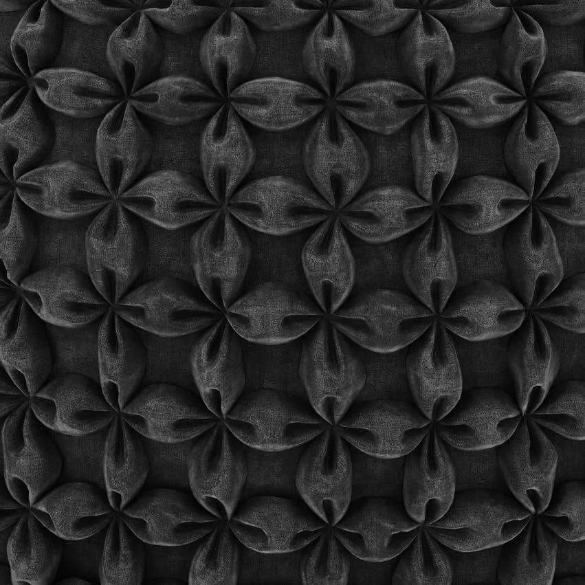 Renee Slate Grey Velvet Round Tufted Pouf