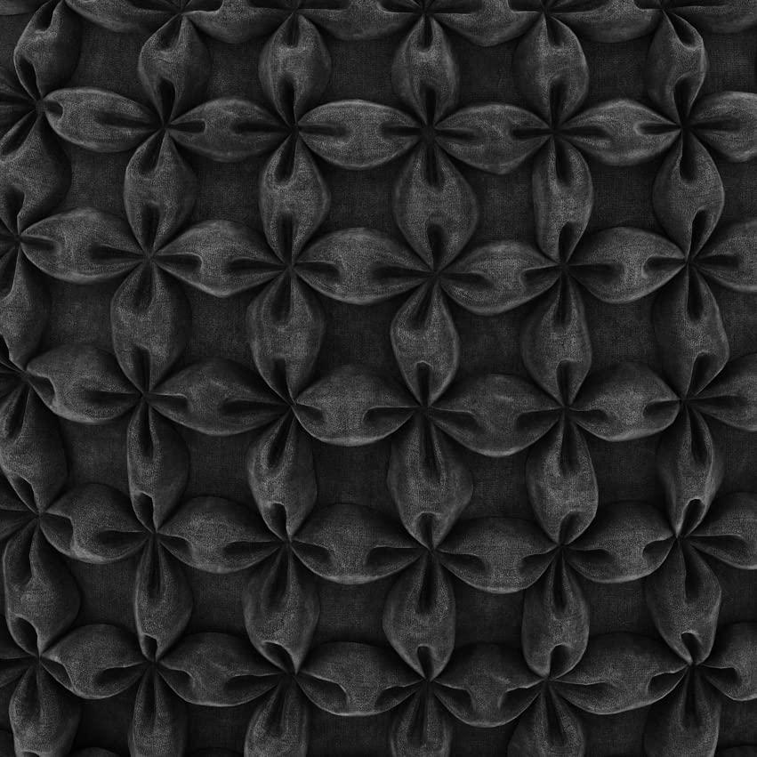 Renee Slate Grey Velvet Round Tufted Pouf