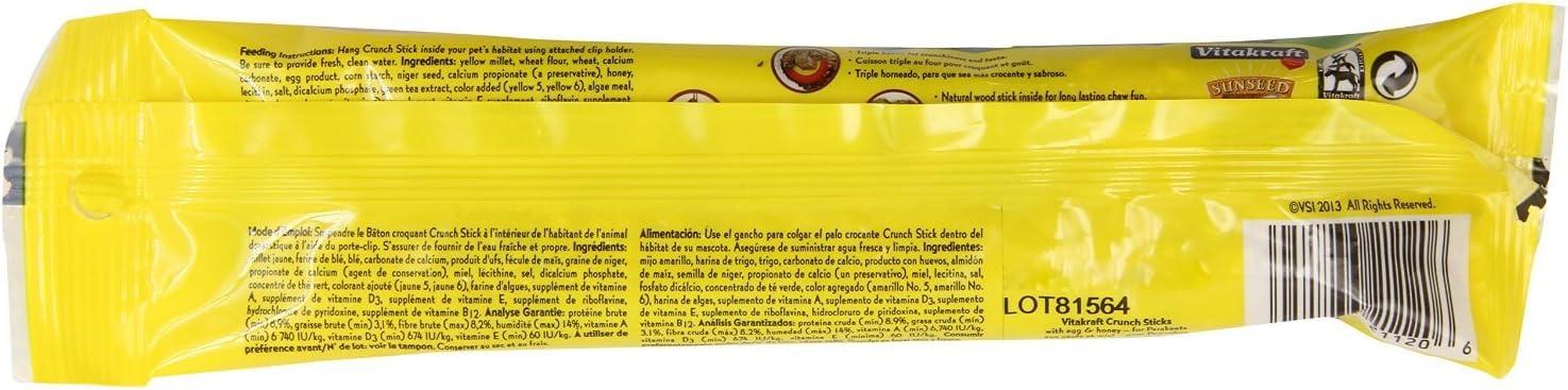 Vitakraft Crunch Sticks Parakeet Treat - Egg and Honey - Pet Bird Treat Toy