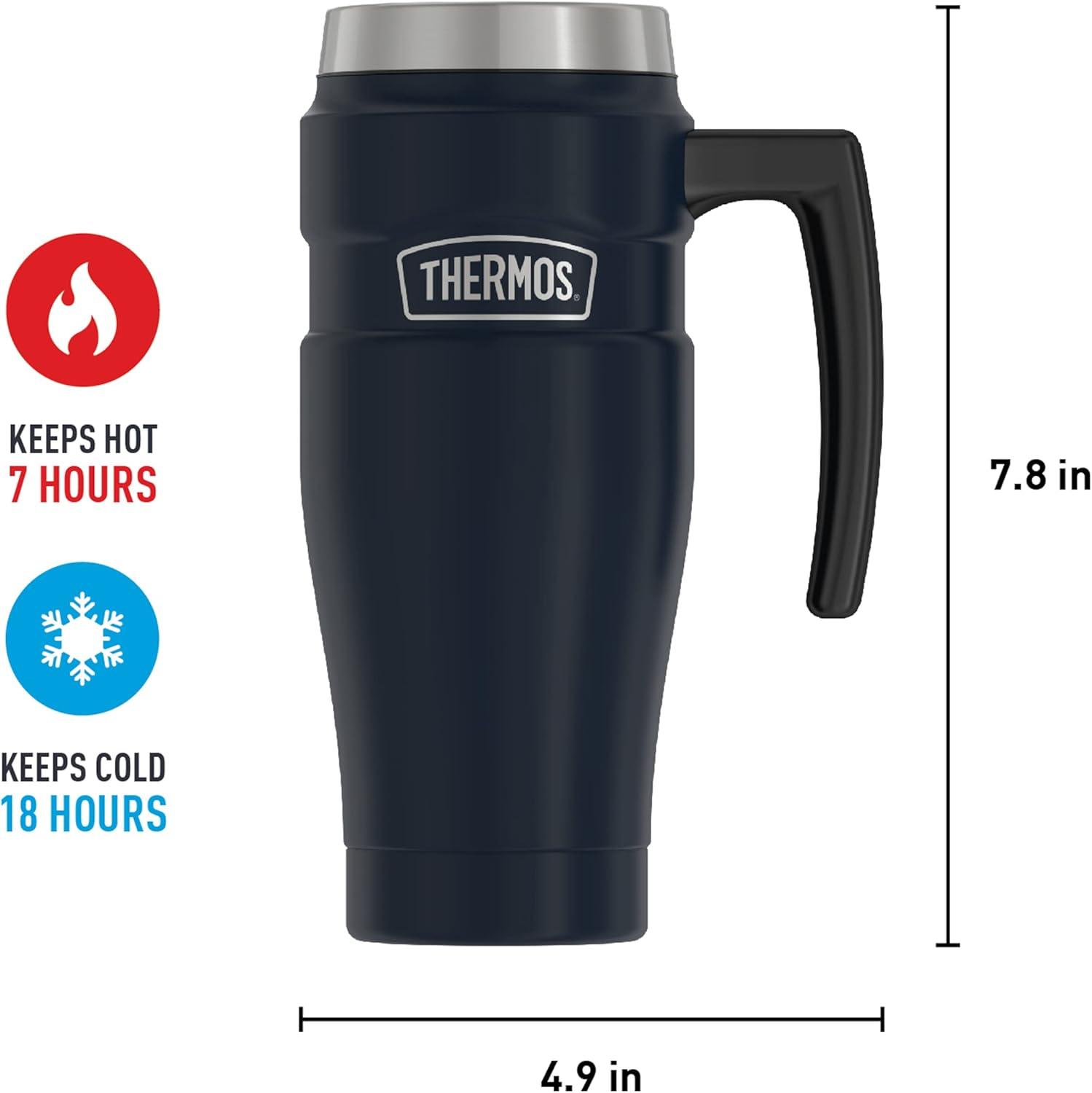 Thermos 16 oz. Stainless King Travel Mug with Handle - Matte Midnight Blue