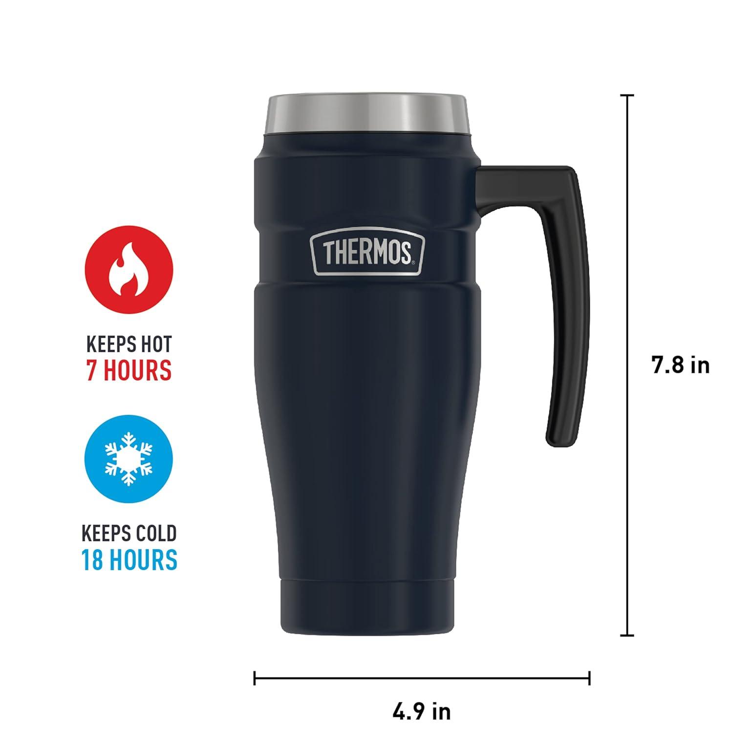 Thermos 16 oz. Stainless King Travel Mug with Handle - Matte Midnight Blue