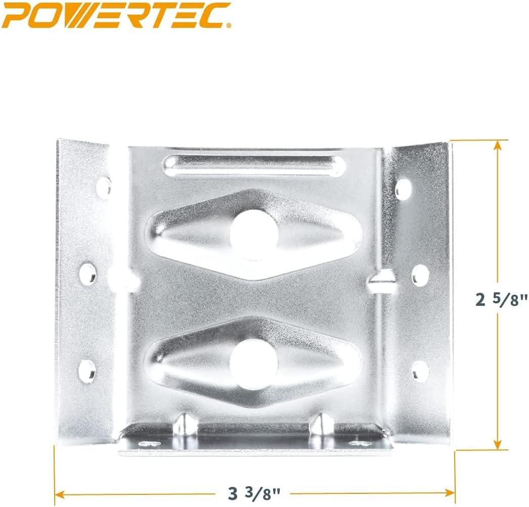 POWERTEC Set of 4, Surface Mount Corner Brackets with Mounting Hardware, Corner Braces for Table Aprons and Table Legs (71428)