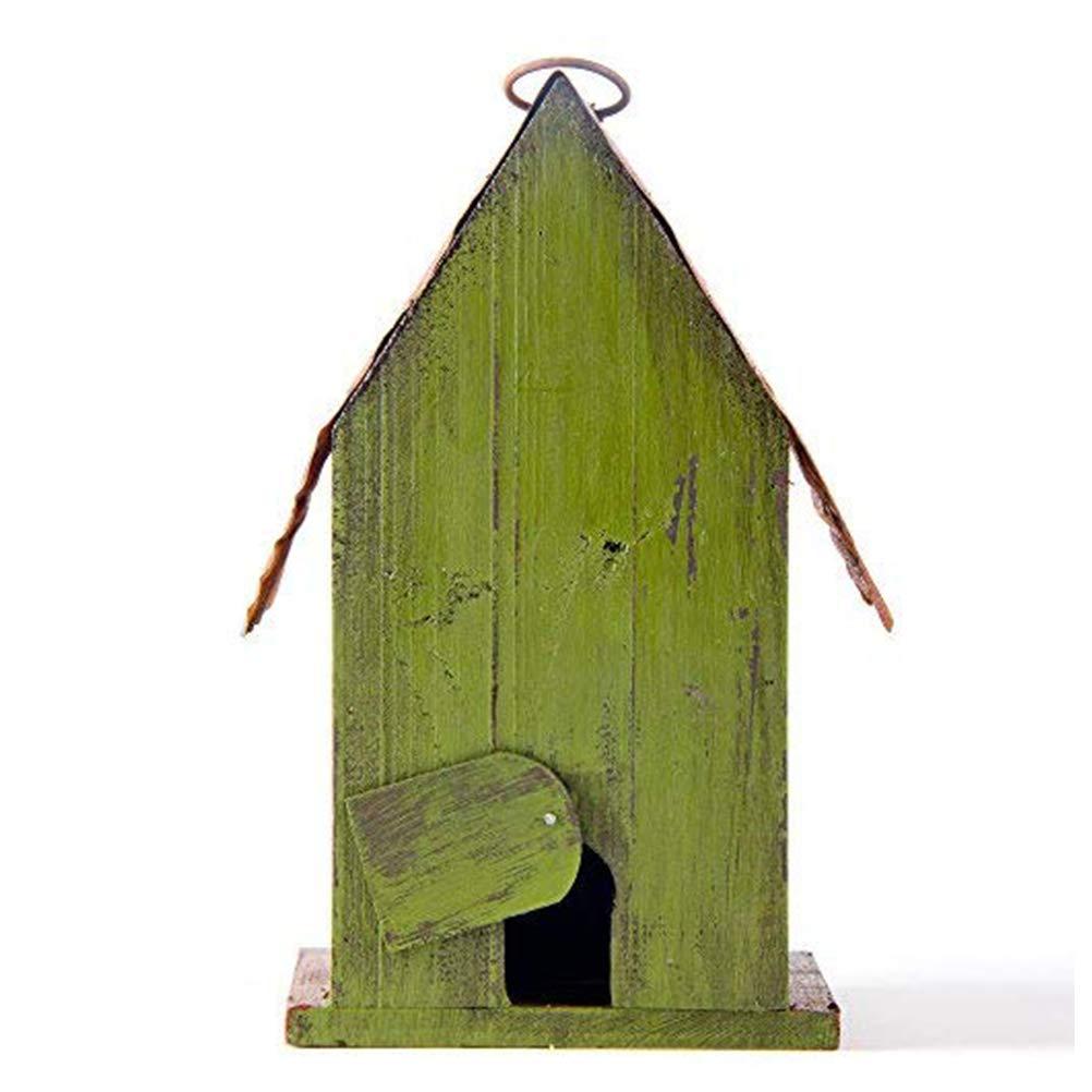 Glitzhome 4.09 in. Distressed Wooden Birdhouse Wall Hanging