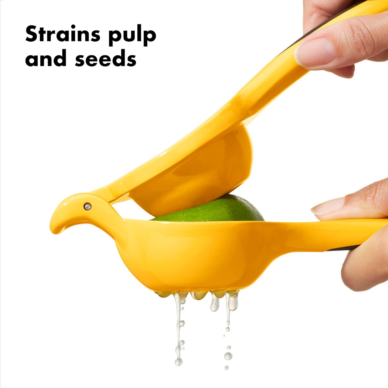 Yellow Plastic Manual Citrus Squeezer with Non-Slip Handle