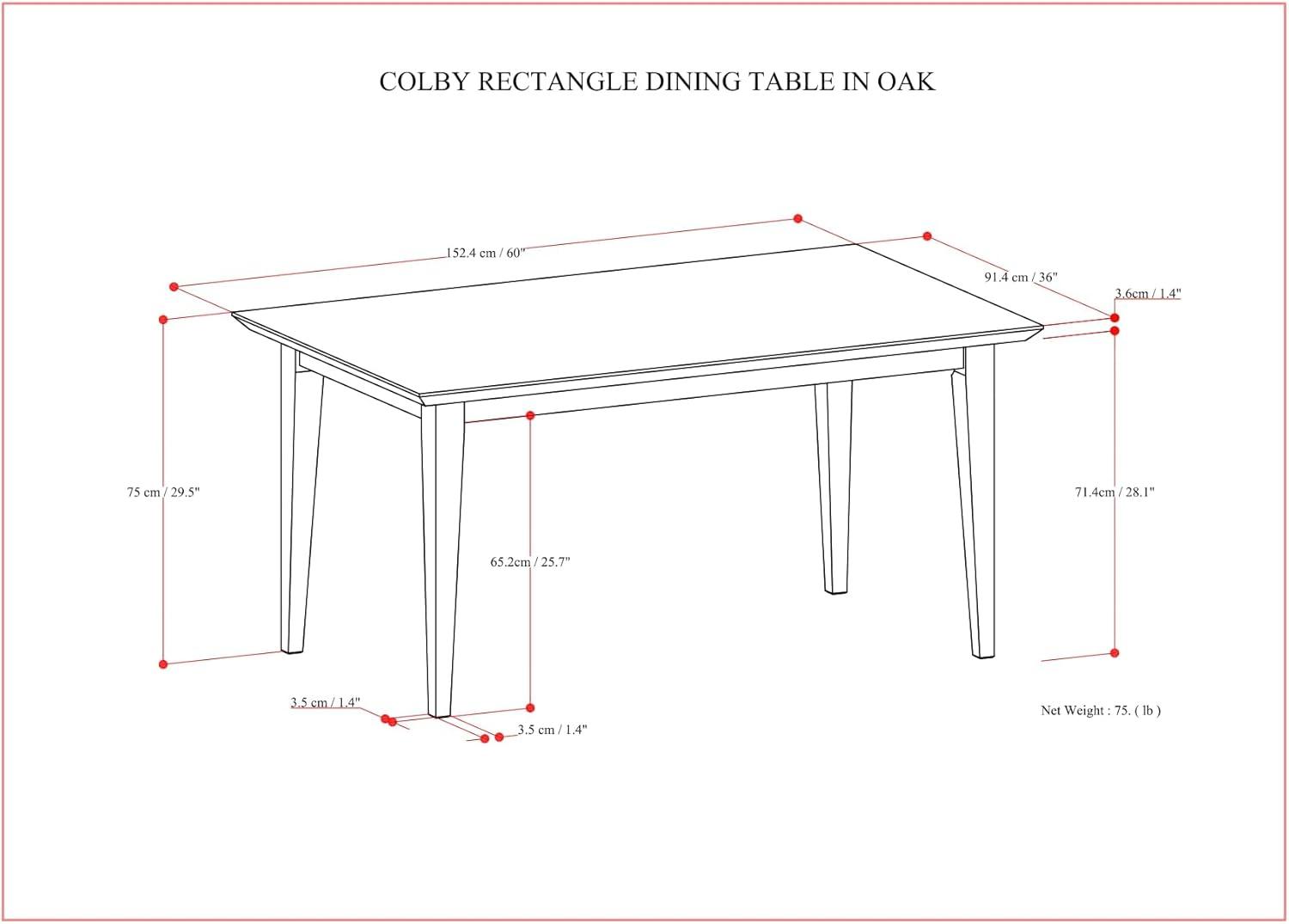 Simpli Home Colby Solid Wood Dining Table