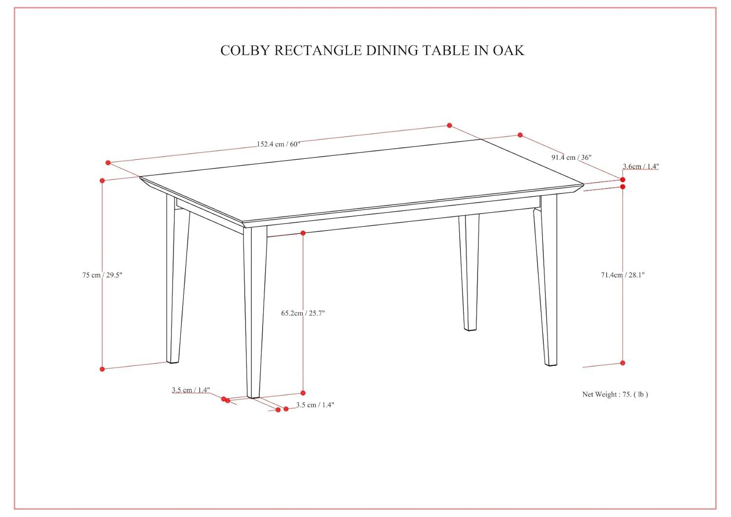 Simpli Home Colby Solid Wood Dining Table