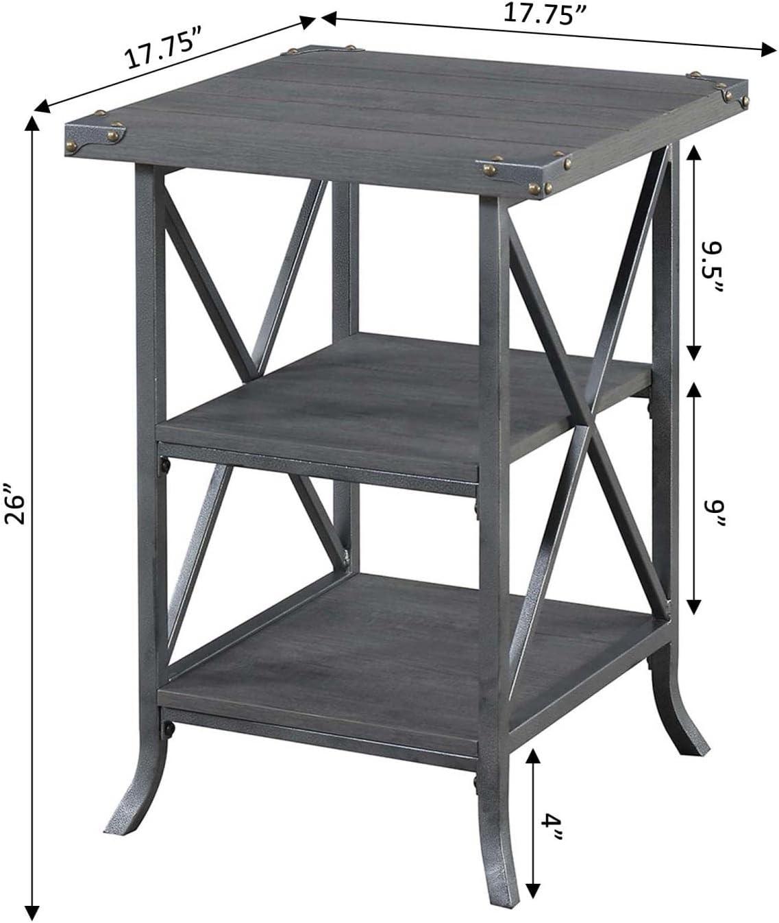 Convenience Concepts Brookline End Table, Charcoal Gray/Slate Gray Frame