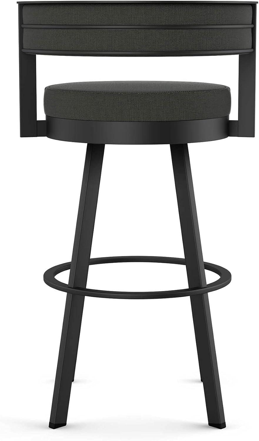 Amisco Browser Upholstered Counter Height Barstool Gray/Black: 10-Year Warranty, Steel Frame, Polyester