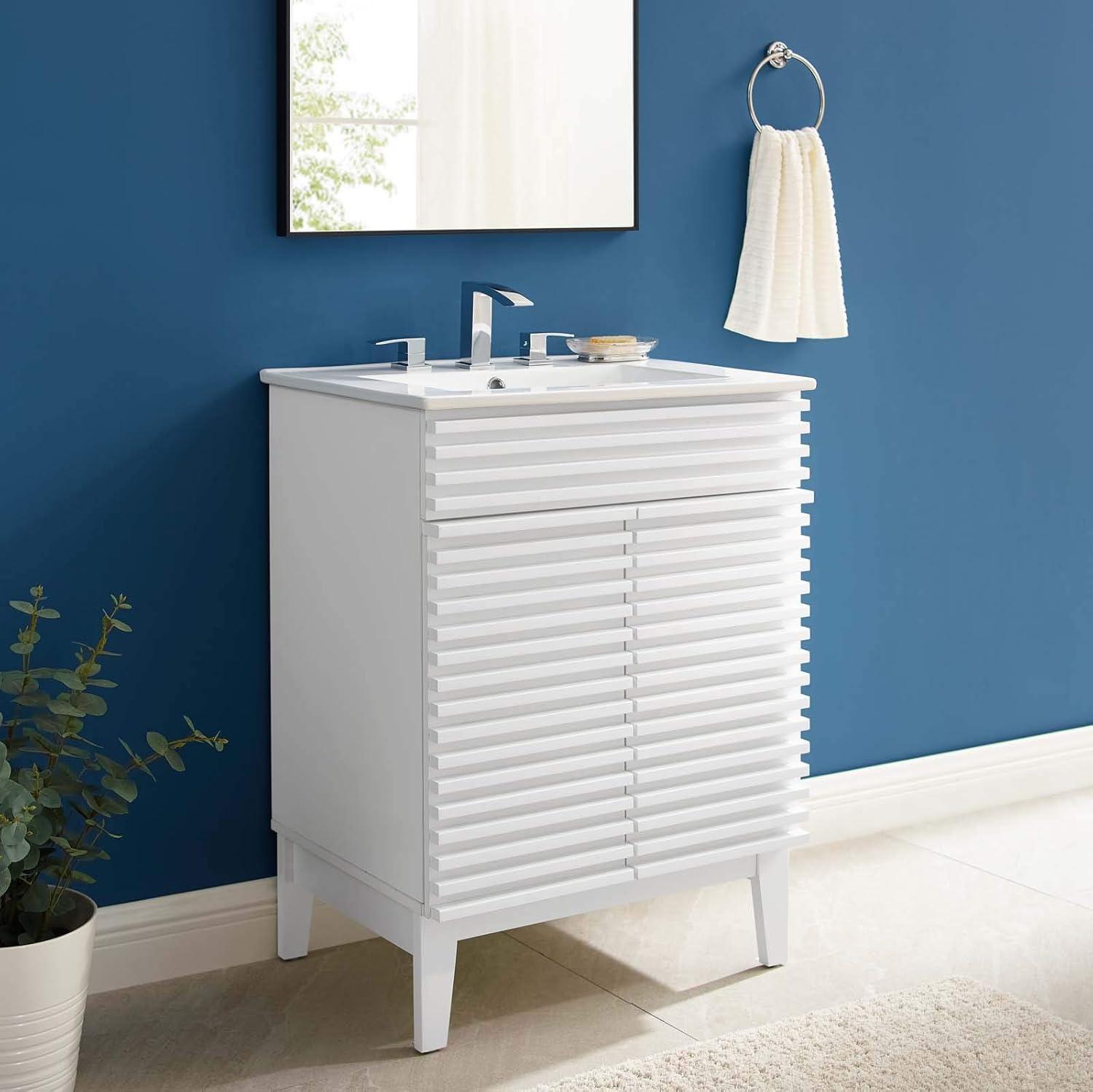 Render Bathroom Vanity White White