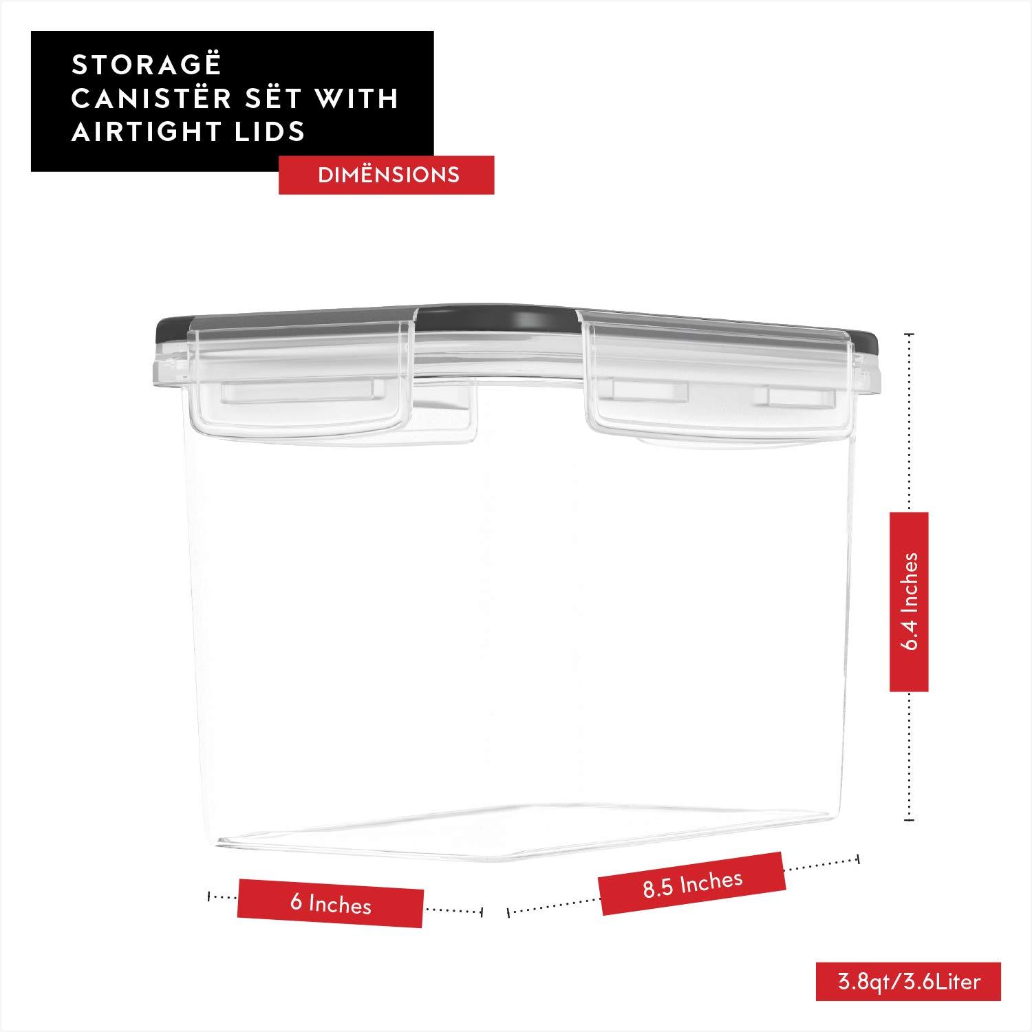 DWËLLZA KITCHEN Airtight BPA Free Plastic Food Storage Container 4 Pieces Set Includes 8 Labels and Marker