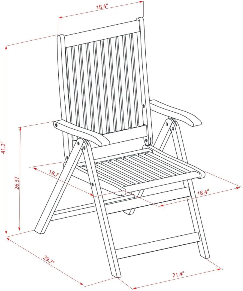 Natural Acacia Wood 3-Piece Folding Patio Bistro Set