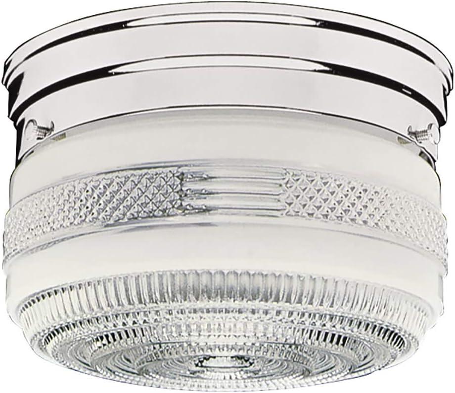 Polished Chrome Glass Drum 2-Light Ceiling Mount