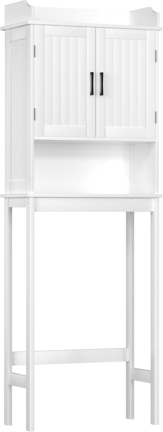 VEIKOUS Over The Toilet Storage Cabinet, Bathroom Space Saver w/Adjustable Shelf & Rack, White