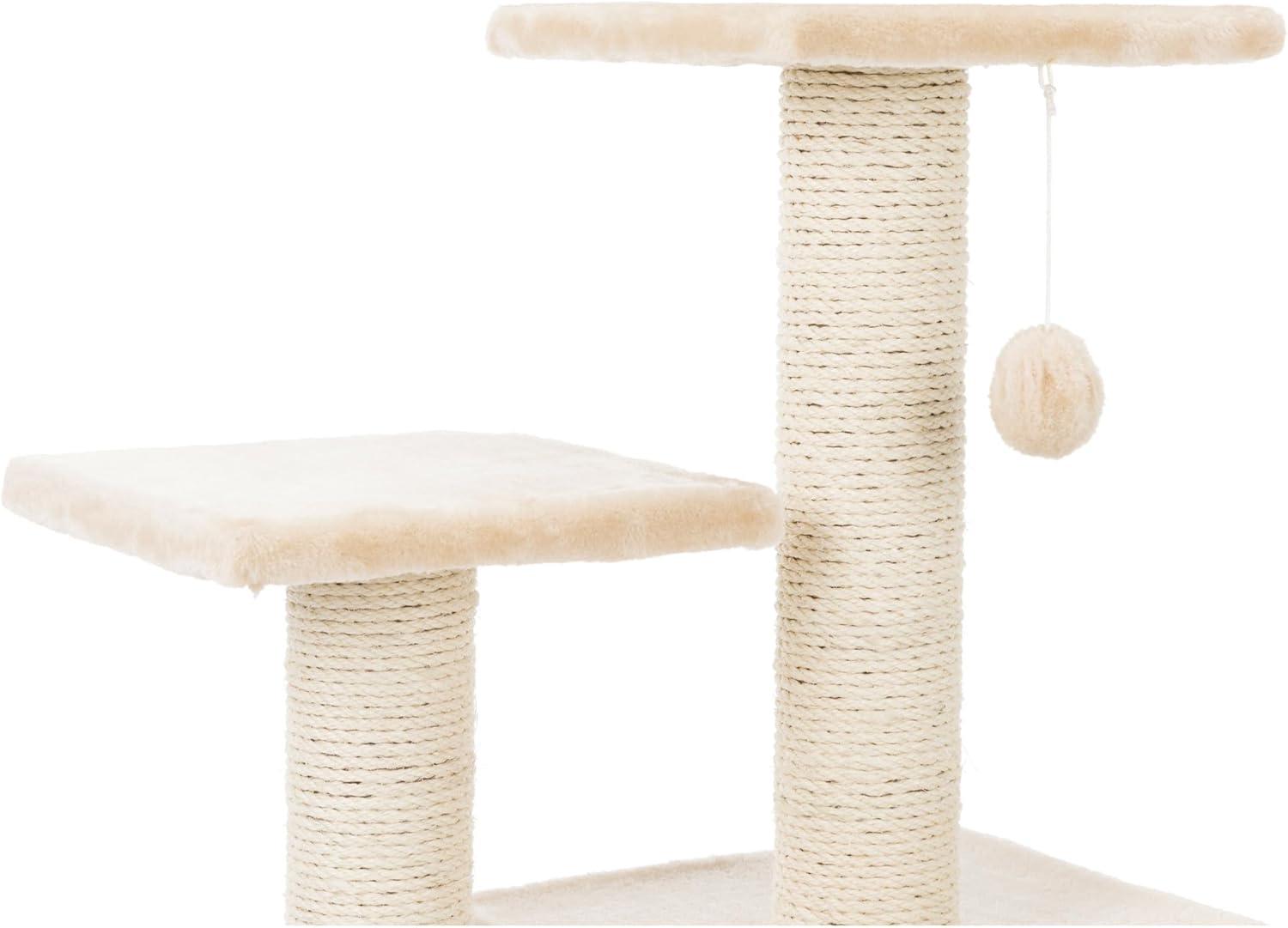 TRIXIE Valencia Plush & Sisal 3-Level 28" Cat Tree with Scratching Posts & Condo, Beige