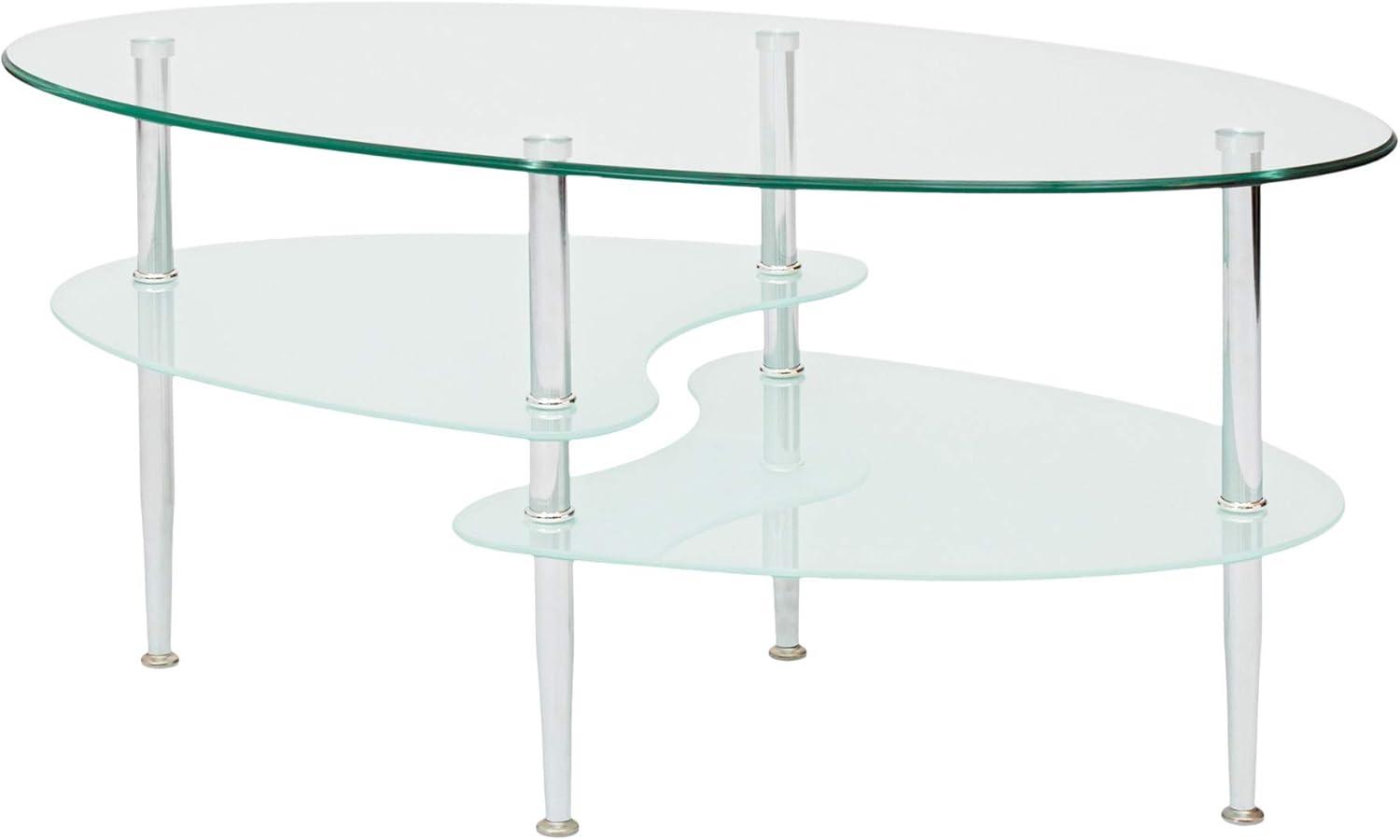 Walker Edison Mid-Century Modern Oval Glass Coffee Table