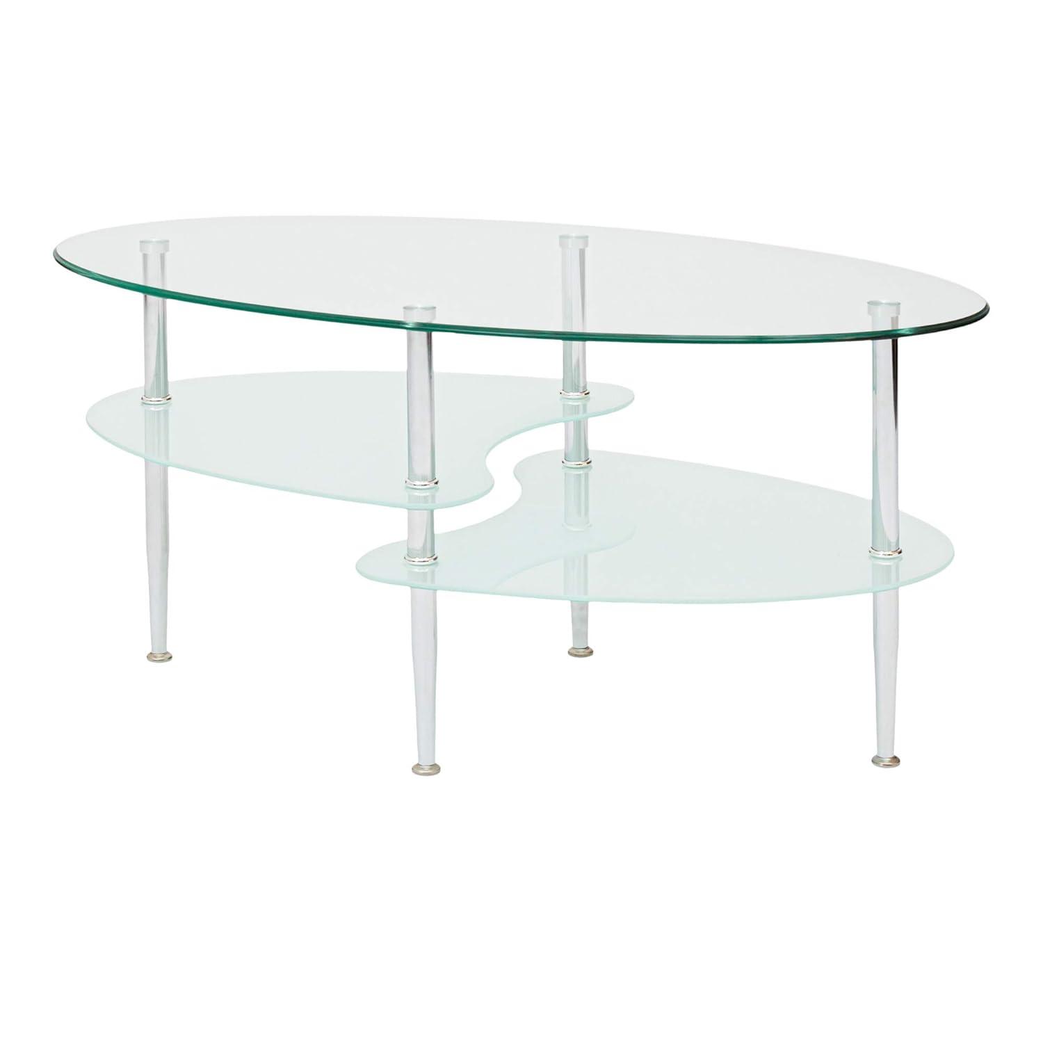Walker Edison Mid-Century Modern Oval Glass Coffee Table