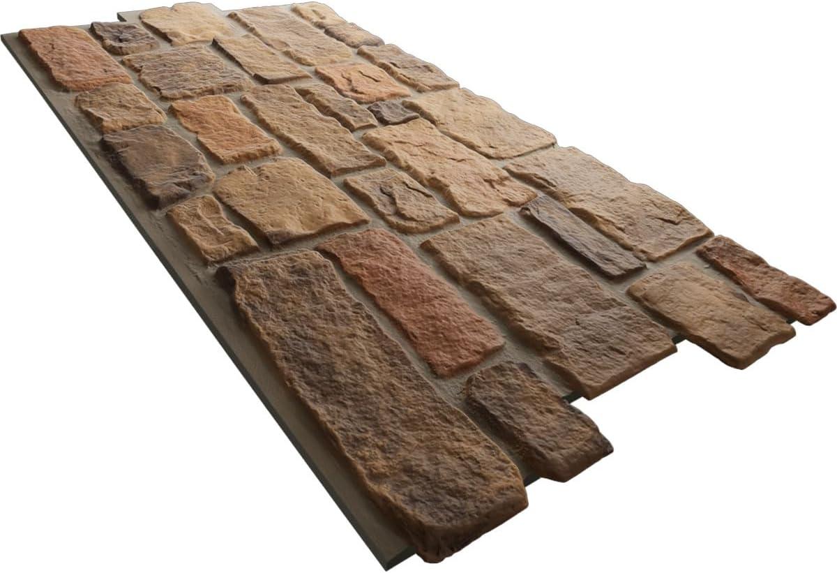 EverStone Cobblestone Faux Stone Panel, 48"W x 23 3/4"H x 1 1/8"D, Rustic Roast Color