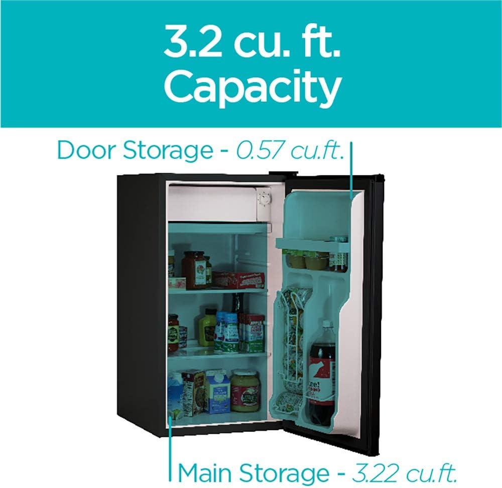 BLACK+DECKER Compact Refrigerator 3.2 Cu. Ft. with True Freezer, Black
