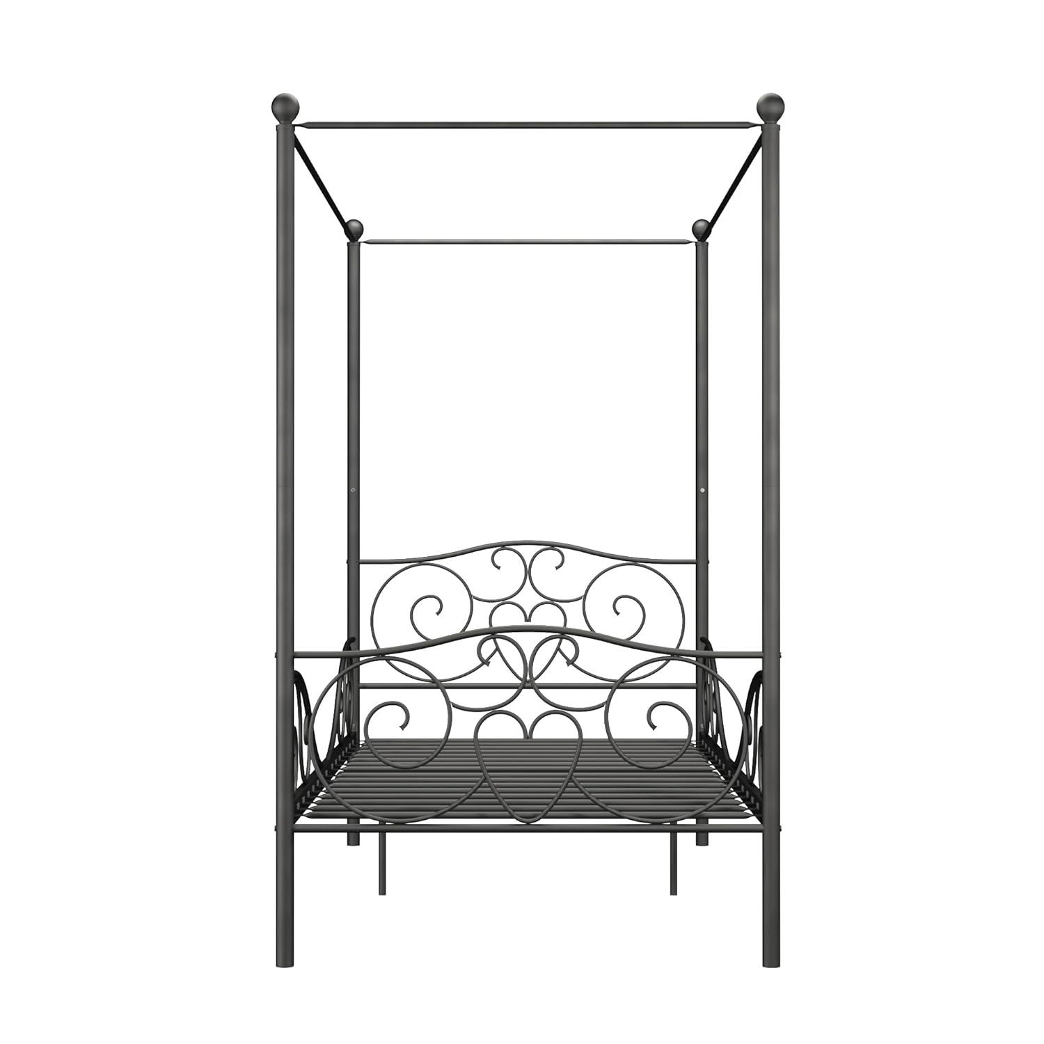 DHP 4020959 Sturdy Bed Frame, Twin, Pewter