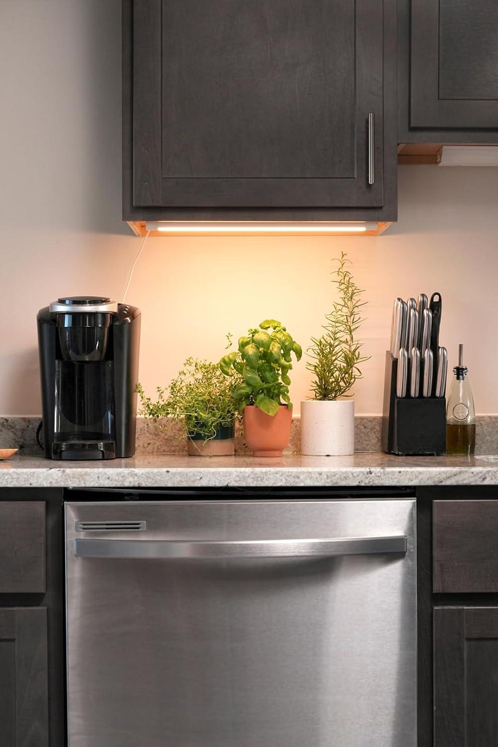 Soltech Solutions Grove™ LED Grow Light - Under-Cabinet/Shelving or Wall Mounted LED bar Light for Indoor houseplants and Herbs - Touch Control Power and dimming (White)