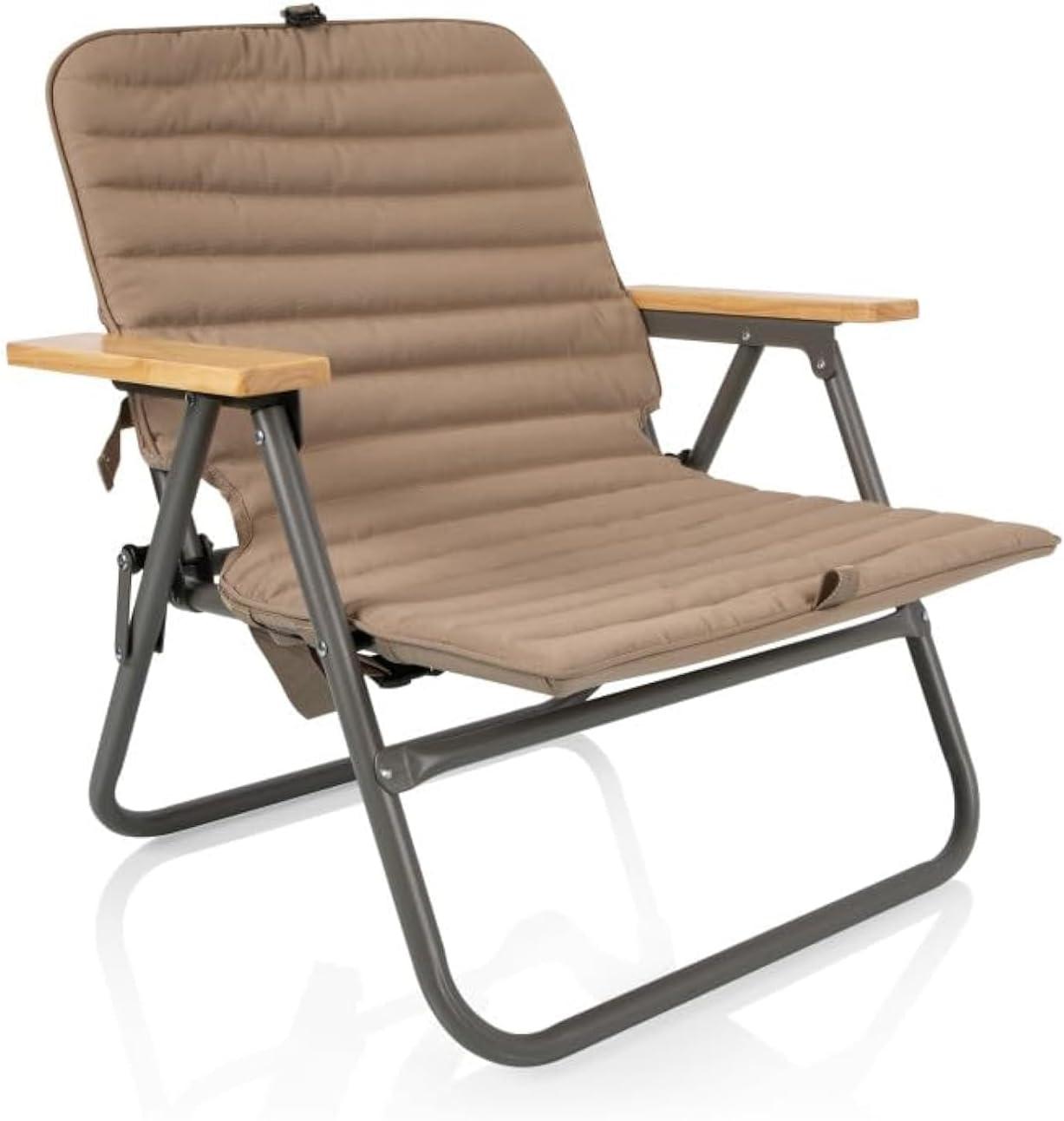 Descanso Foldable Brown Padded Beach Chair