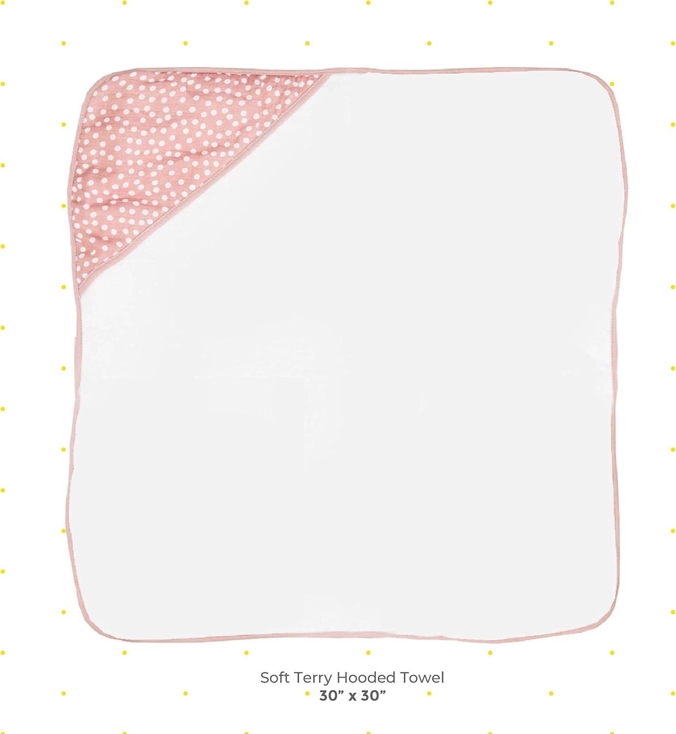 Spasilk Baby Hooded Towel Bath Set, Muslin Printed Hood, Pack of 2, Pink Shells