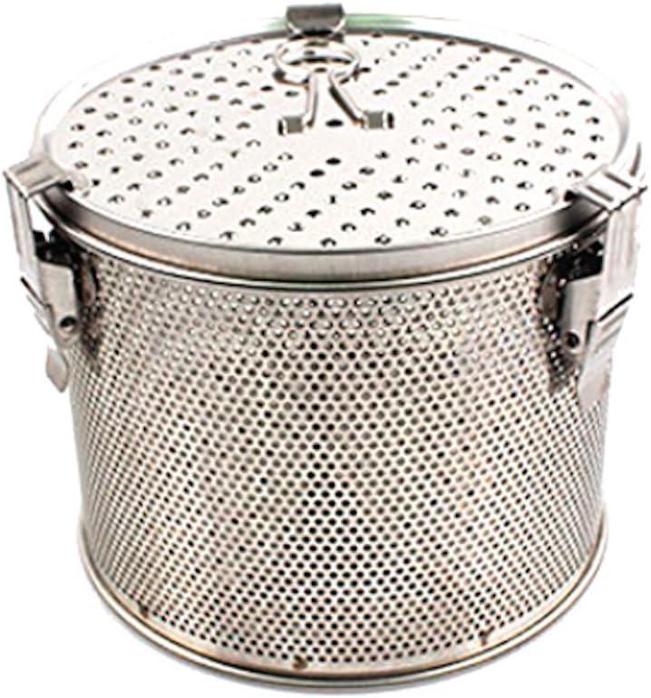 Commercial Grade D 6.3" X H 5.3" Genuine Stainless Steel 18/8 Perforated Tall Strainer - One Touch Lock System - Restaurant & Home Use - Extra Large