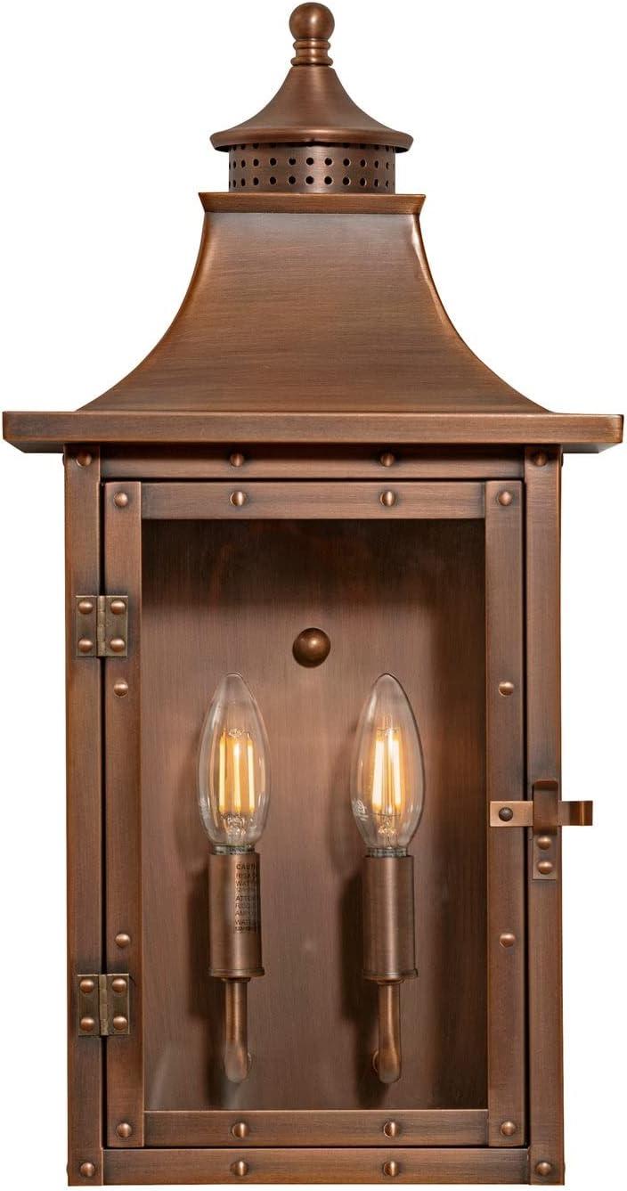 Copper Patina 20" Solid Copper Outdoor Wall Lantern with Clear Glass