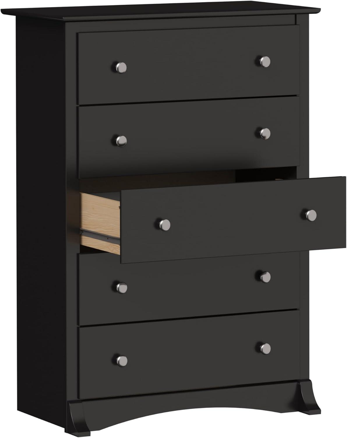 Prepac Sonoma Superior 5-Drawer Chest for Bedroom - Spacious and Stylish Chest of Drawers, Measuring 17.75"D x 31.5"W x 44.75"H, In Black Finish