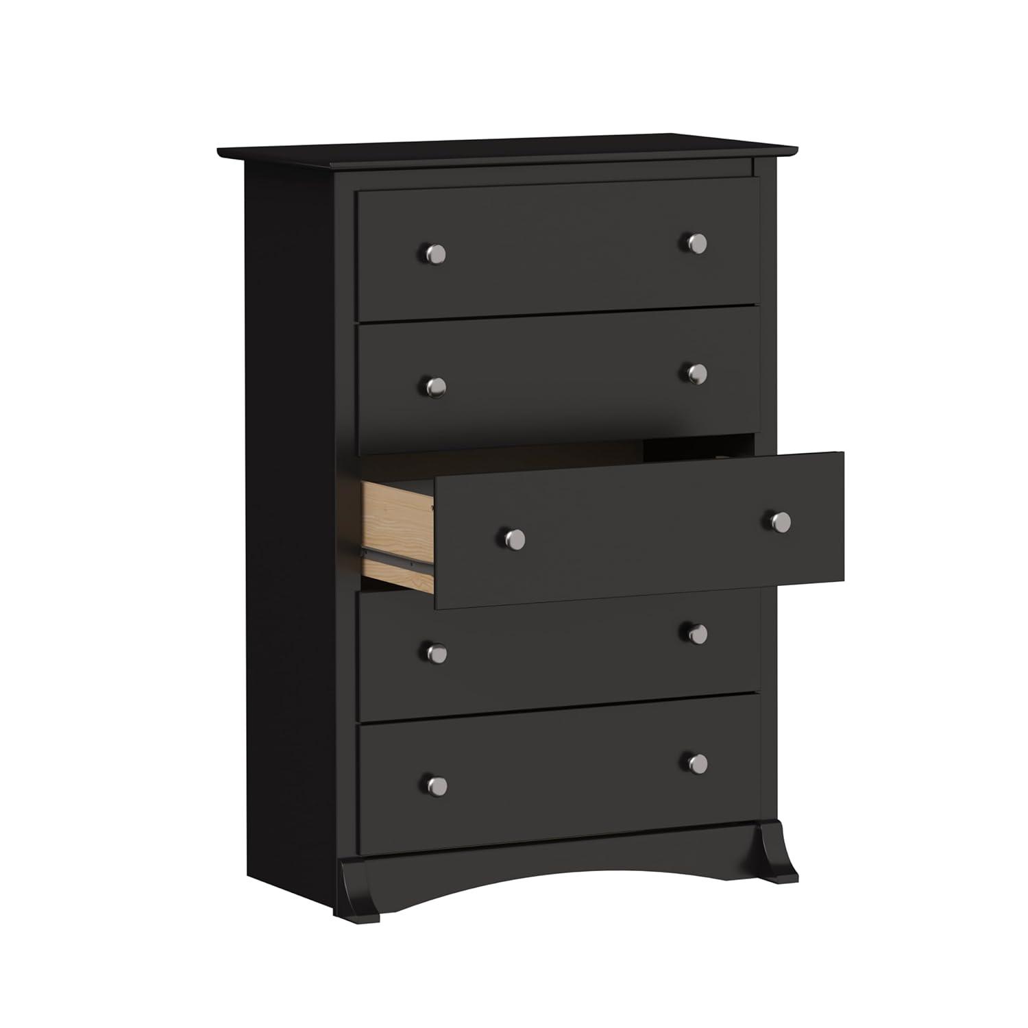 Prepac Sonoma Superior 5-Drawer Chest for Bedroom - Spacious and Stylish Chest of Drawers, Measuring 17.75"D x 31.5"W x 44.75"H, In Black Finish