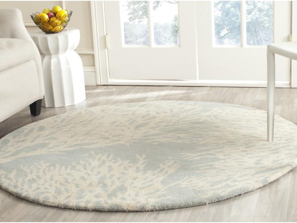 Bella BEL115 Hand Tufted Area Rug - Grey/Ivory - 5' Round - Safavieh.