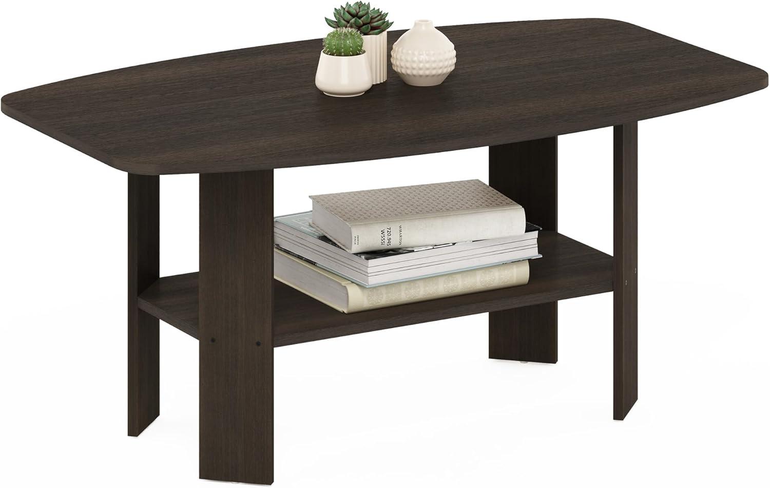 Furinno 35.5" Simple Design Industrial Coffee Table 2-Tier Rectangular Living Room Furniture,Dark Brown