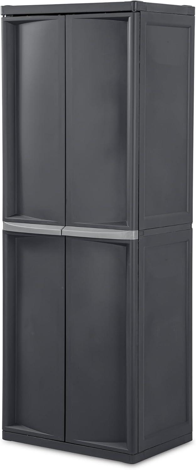 Sterilite Sterilite Adjustable 4-Shelf Gray Storage Cabinet With Doors (Set of 2)