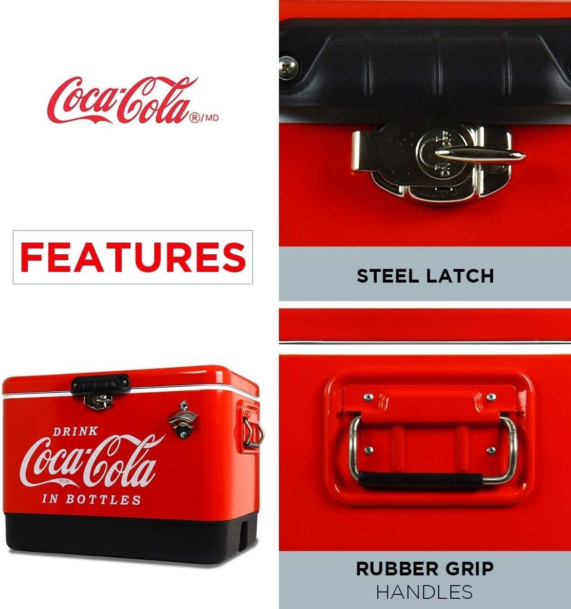 Coca-Cola Coca-Cola Ice Chest Cooler with Bottle Opener, 51L (54 qt), 85 Cans