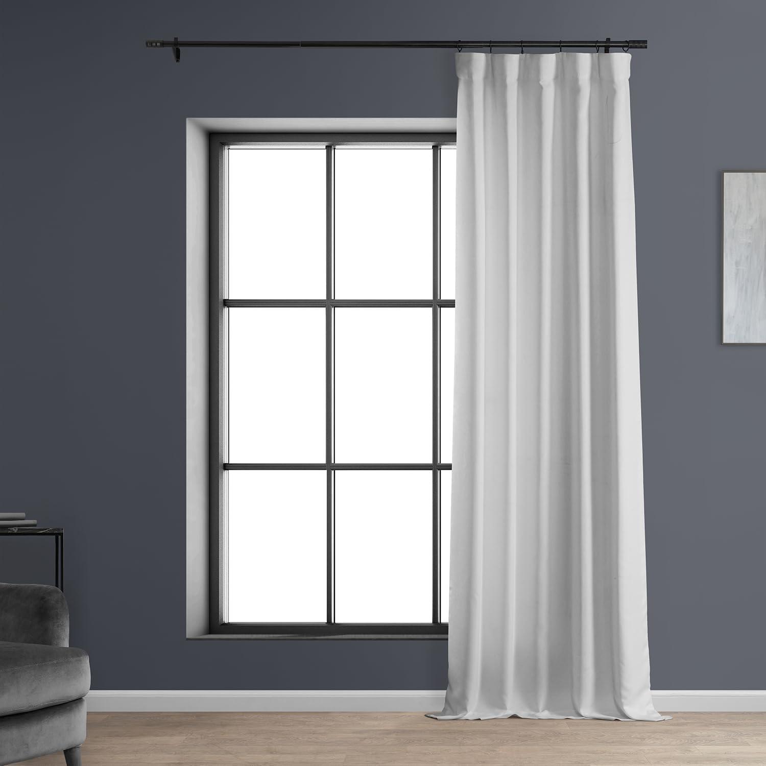 Half Price Drapes Dove White Faux Linen Room Darkening Curtains for Bedroom(1 Panel),50W X 120L