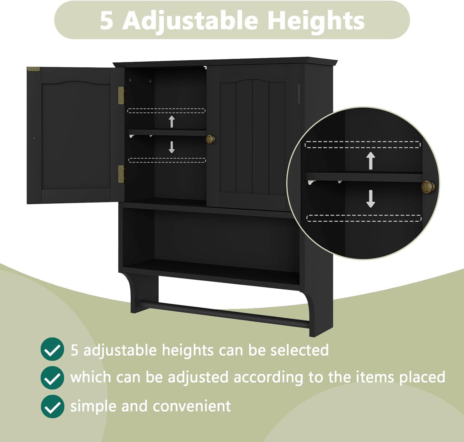 Semiocthome Bathroom Medicine Cabinet Wood 2 Doors Wall Cabinet over the Toilet Storage in Brown