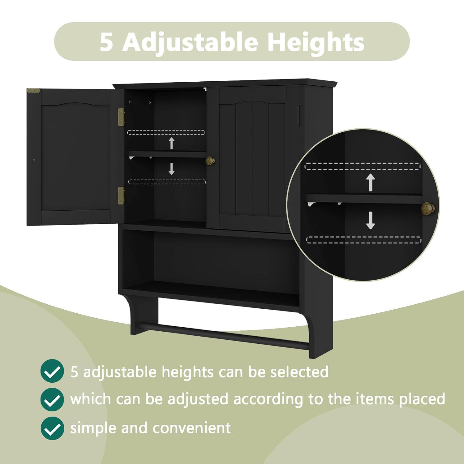 Semiocthome Bathroom Medicine Cabinet Wood 2 Doors Wall Cabinet over the Toilet Storage in Brown