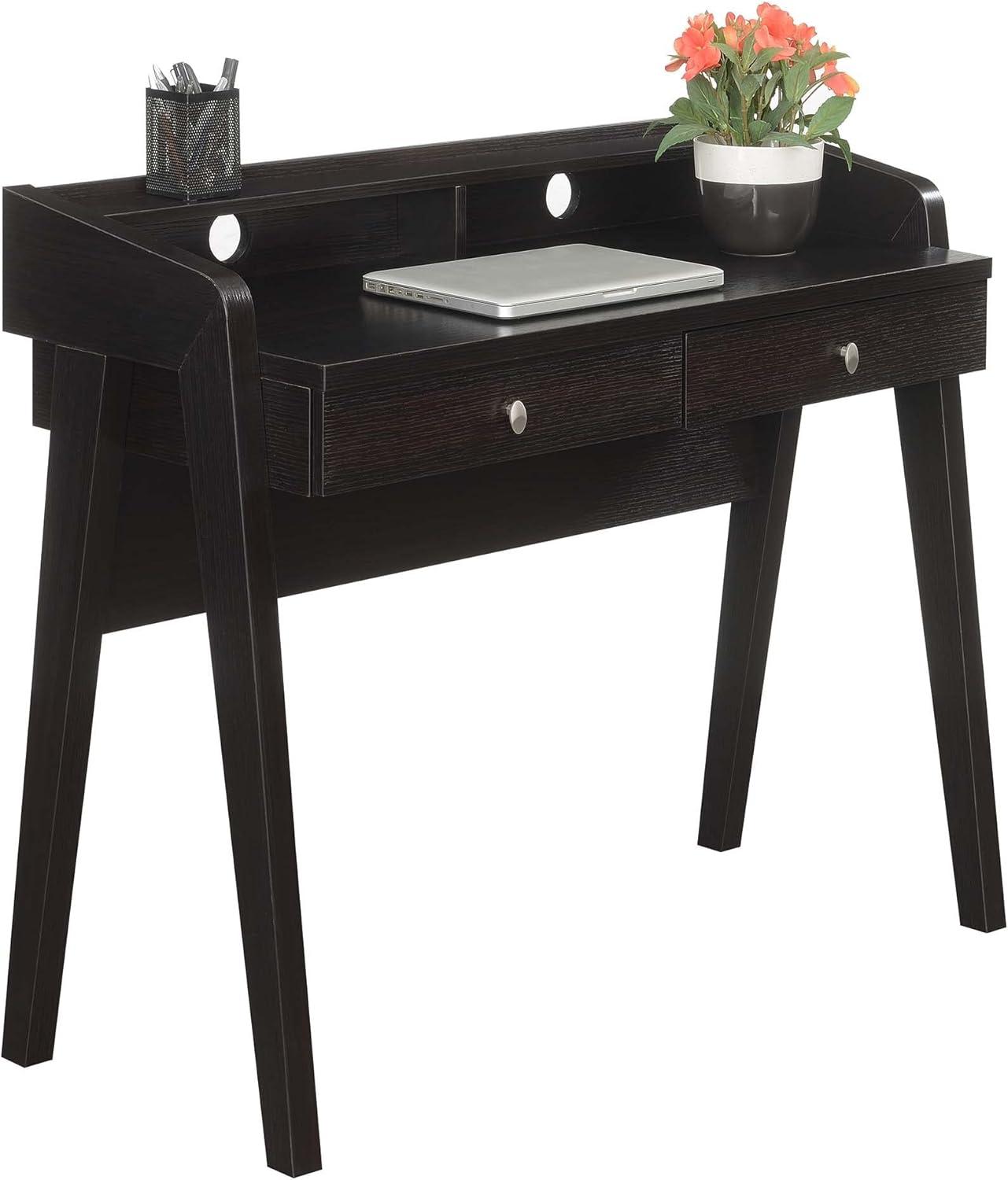Convenience Concepts Newport 34.75 in. Tall Deluxe 2 Drawer Desk with Shelf, Espresso, All Ages