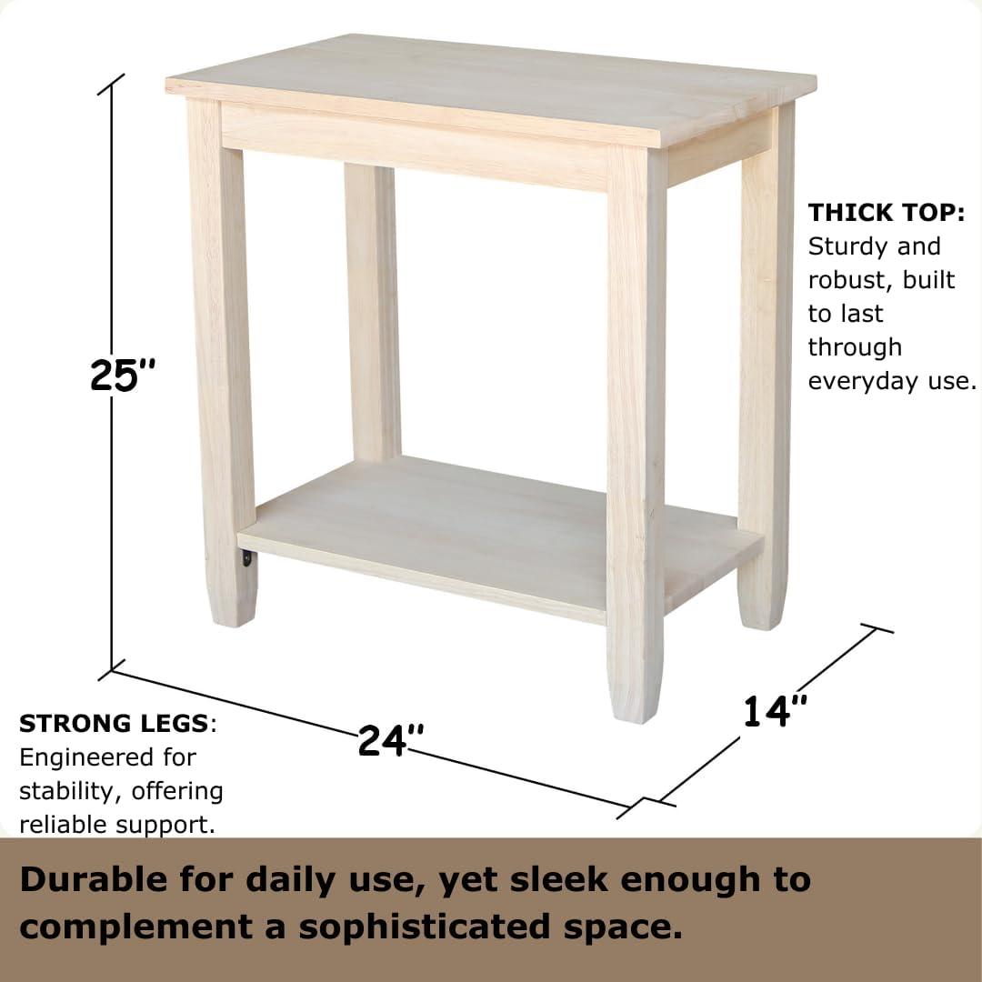 Solano Accent Table - International Concepts: Durable Parawood, Rectangle, Shelf Storage