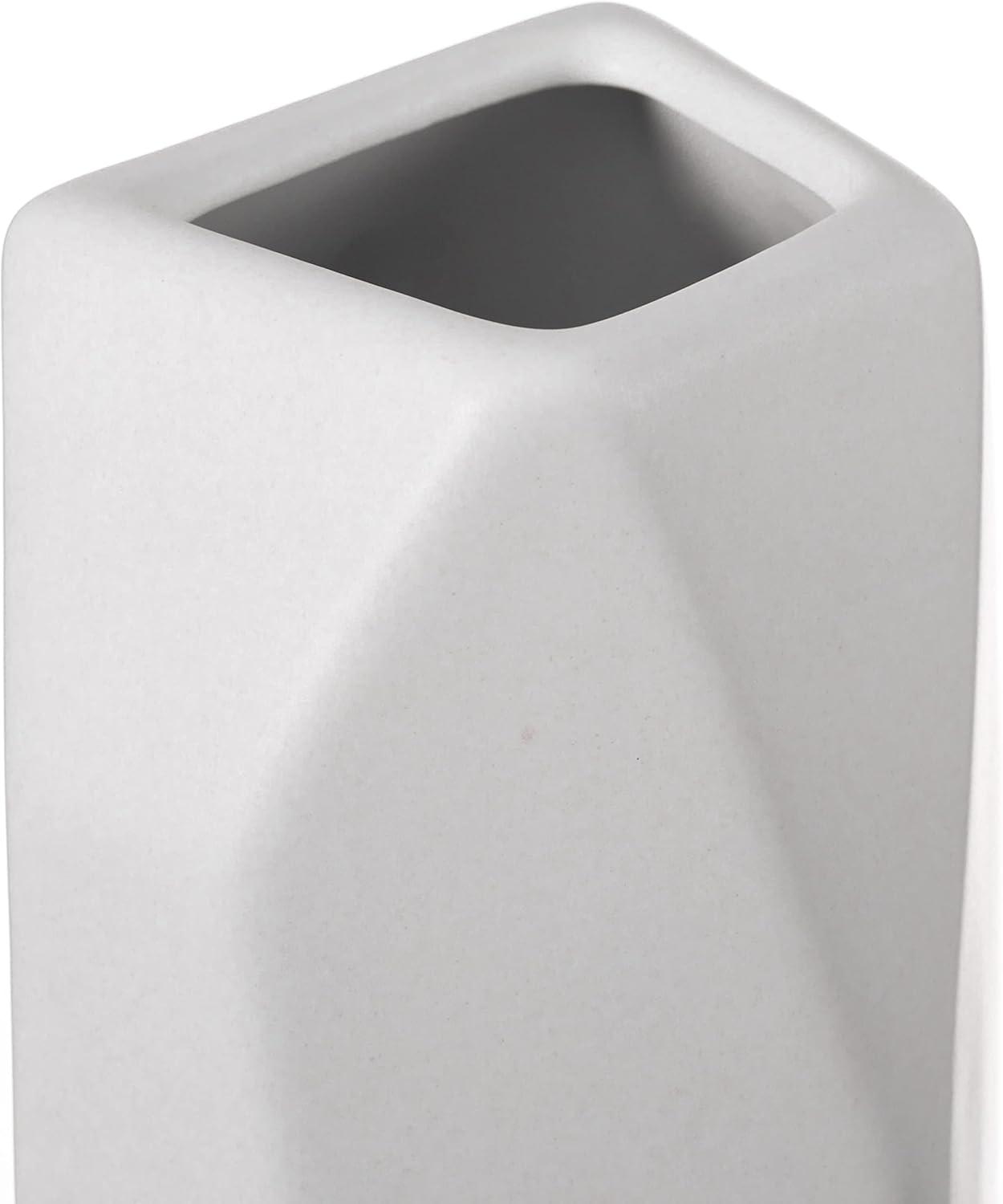 Uniquewise 8" H Decorative Ceramic Multi Paned Vase, Modern Style Centerpiece Table Vase White, Medium