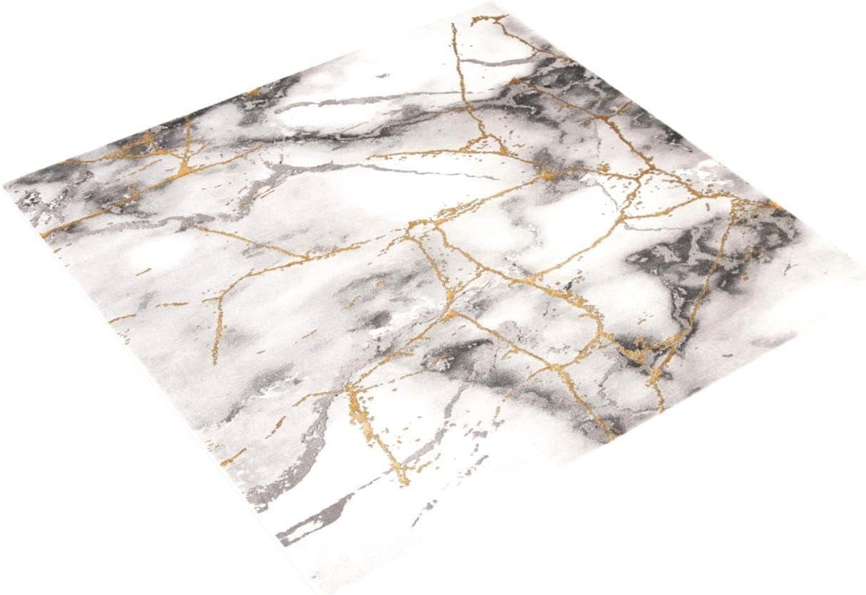 SAFAVIEH Craft Paul Abstract Marble Area Rug, 10' x 10' Square, Grey/Gold