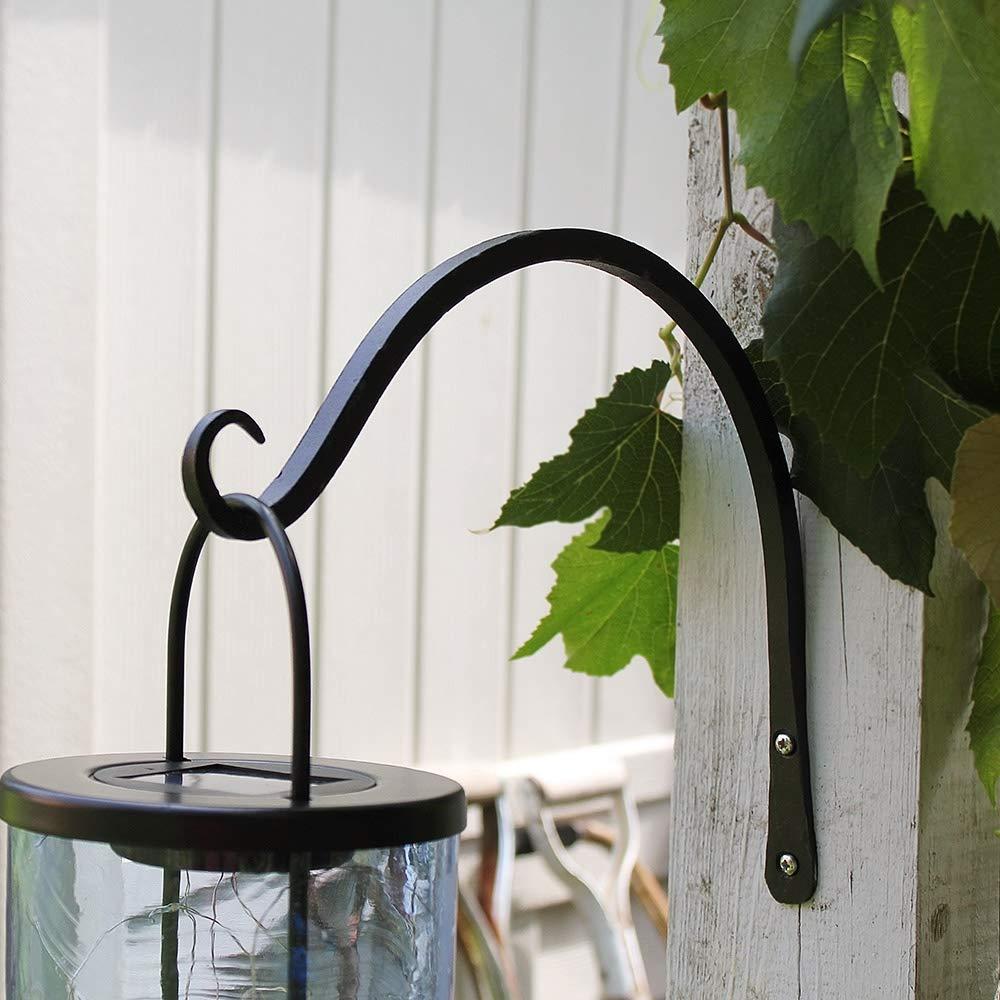 Panacea 12 In. Black Powder-Coated Curved Wrought Iron Hanging Plant Bracket