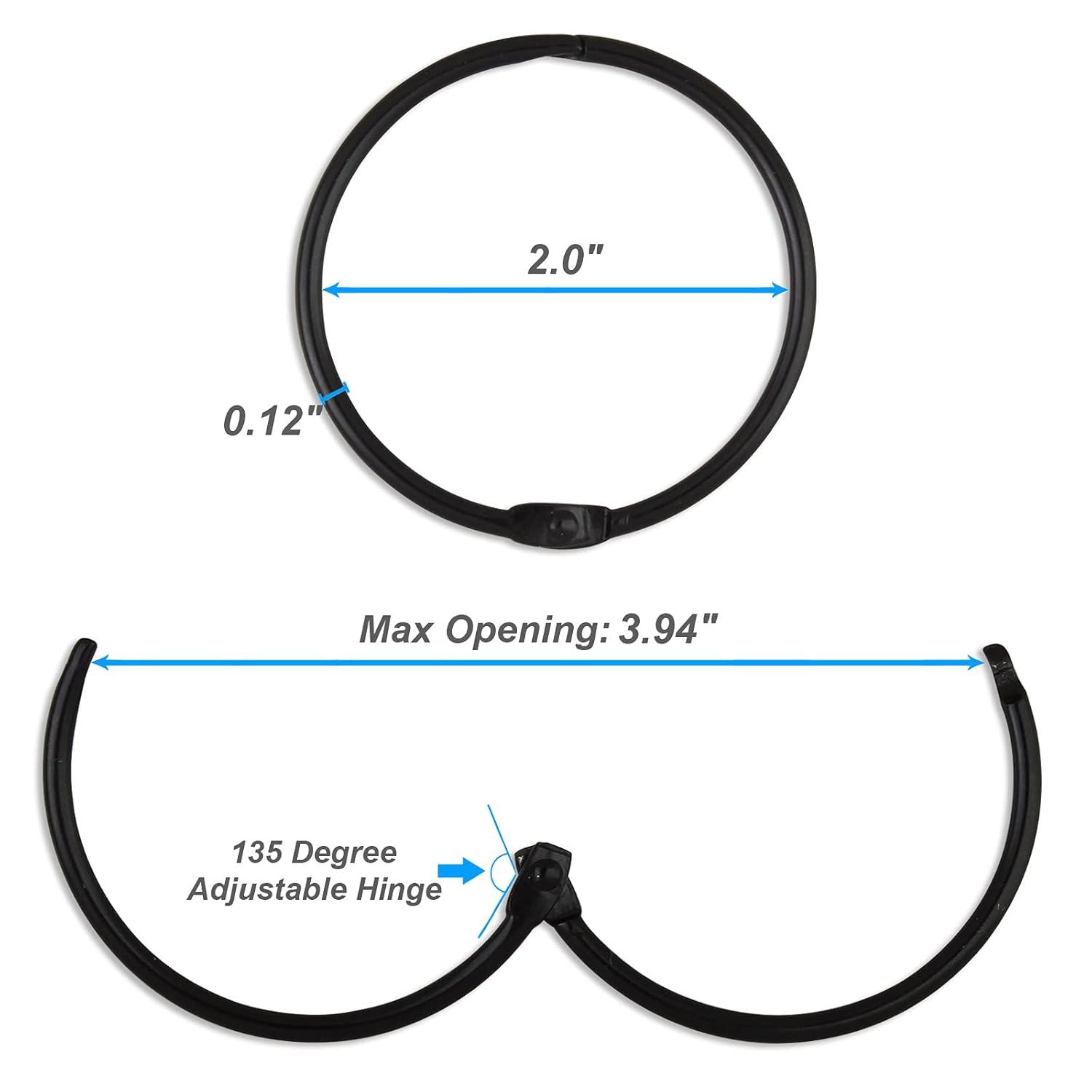 Dznils Rustproof Round Metal Shower Curtain Hooks Rings, Black, Set of 24