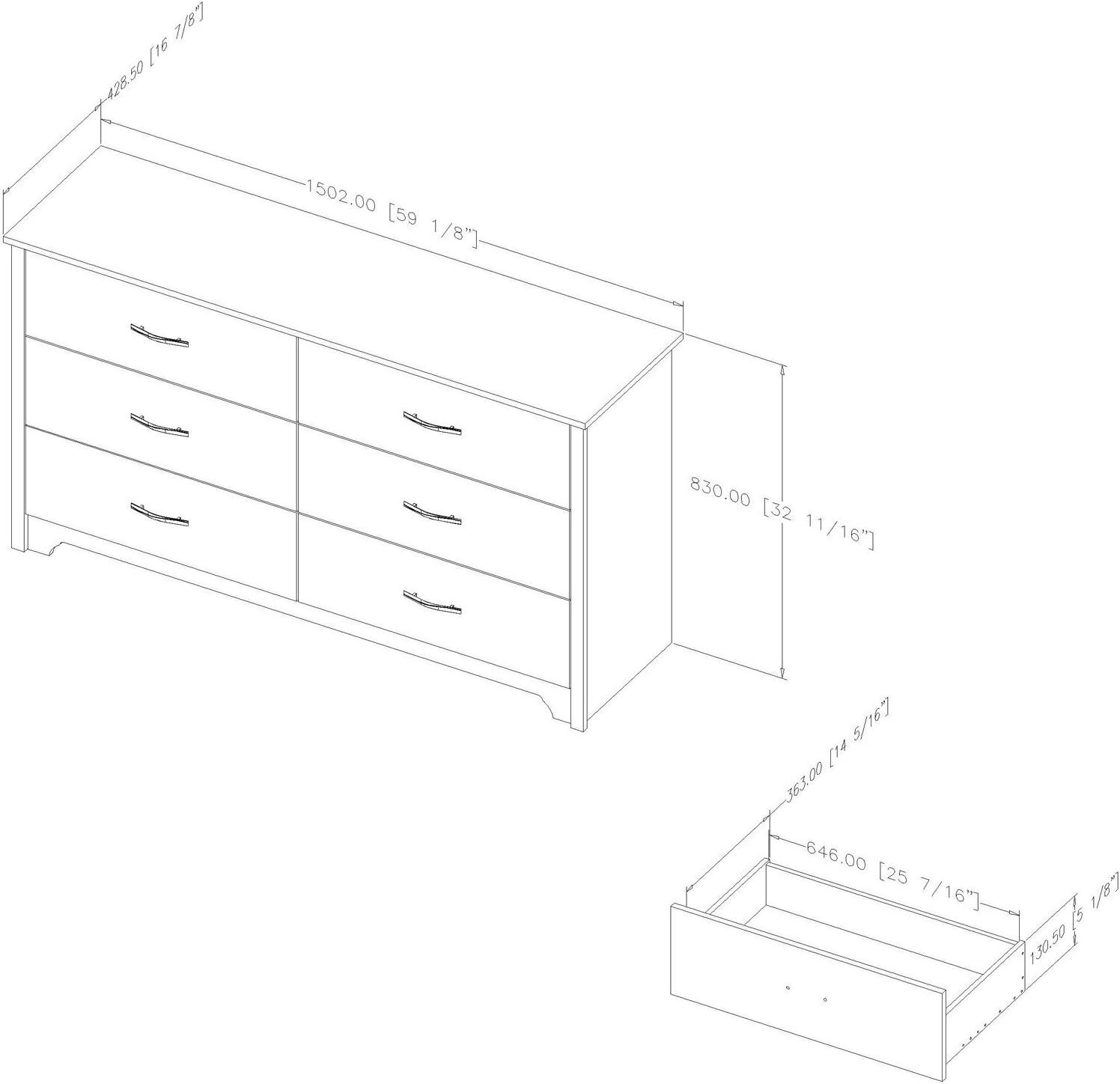 South Shore Fusion, Contemporary Dresser,  Black