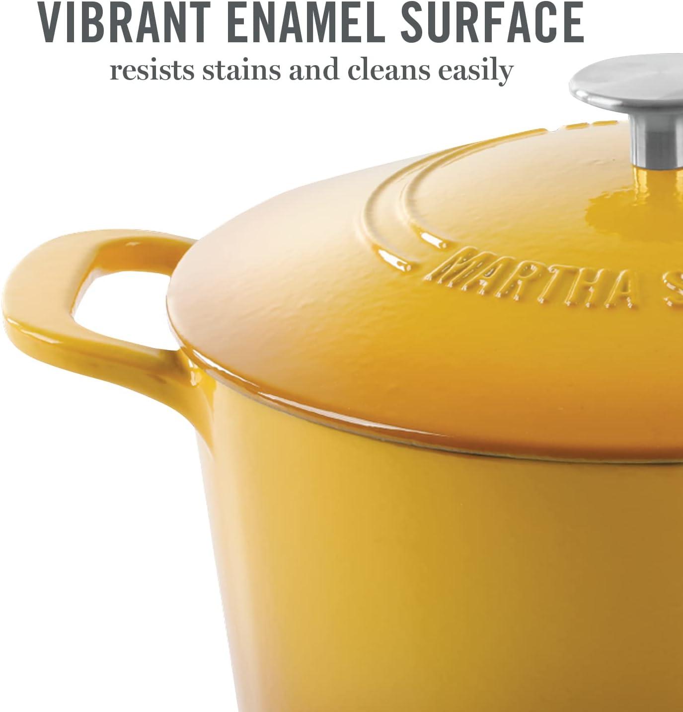 Martha Stewart Martha Stewart 7 Quart Enameled Cast Iron Dutch Oven With Lid In Yellow Ombre