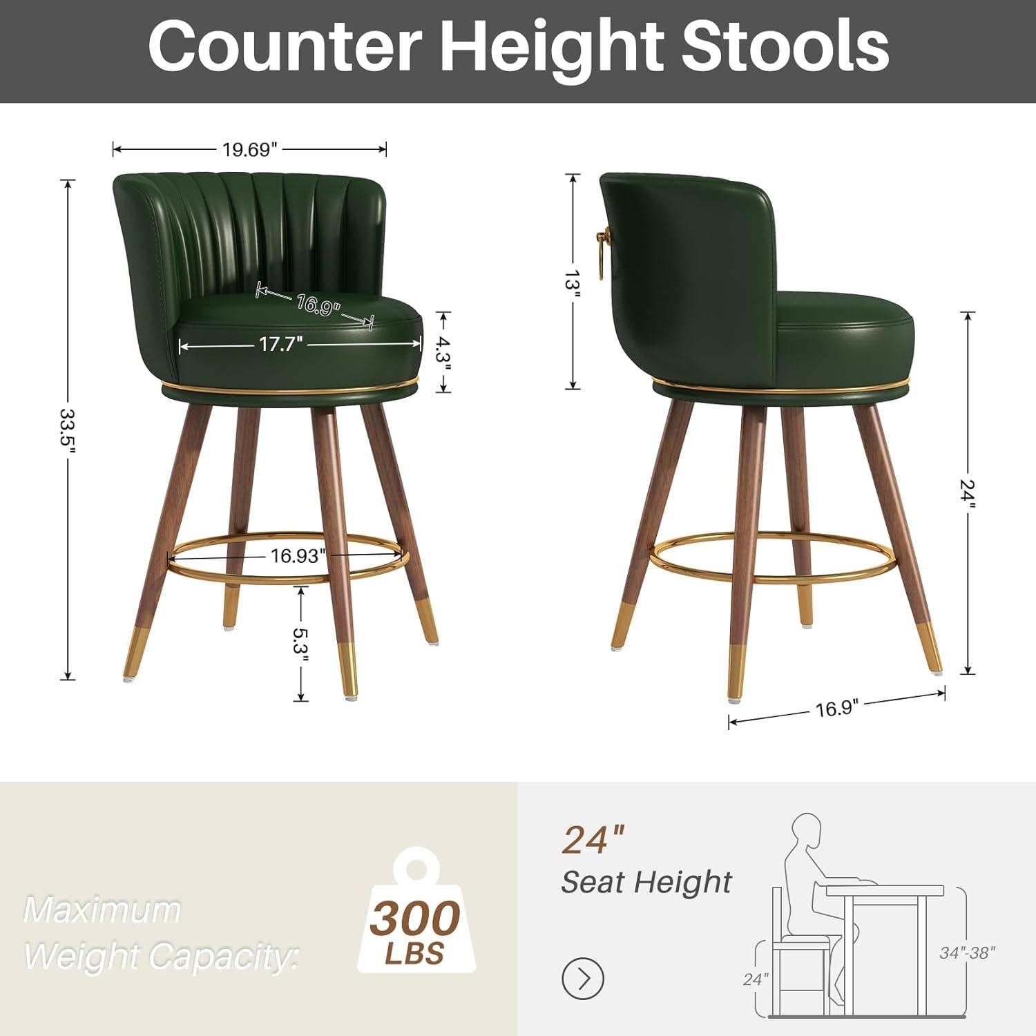 Everly Quinn Anneli Swivel 24'' Swivel Counter Height Bar Stools Counter Stools for Kitchen Island