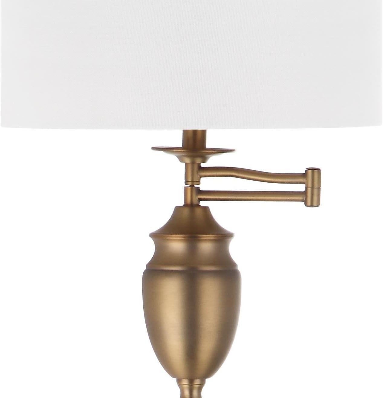 Antonia Gold Adjustable Floor Lamp with White Drum Shade